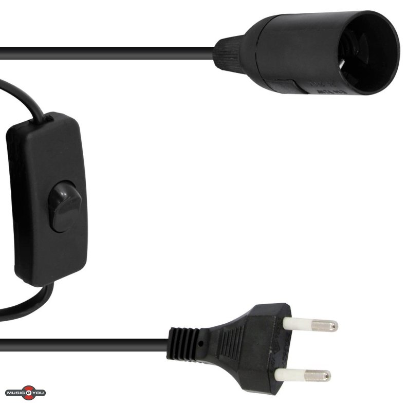 Eurolite E27 Fatning med ledning og switch - 180 cm