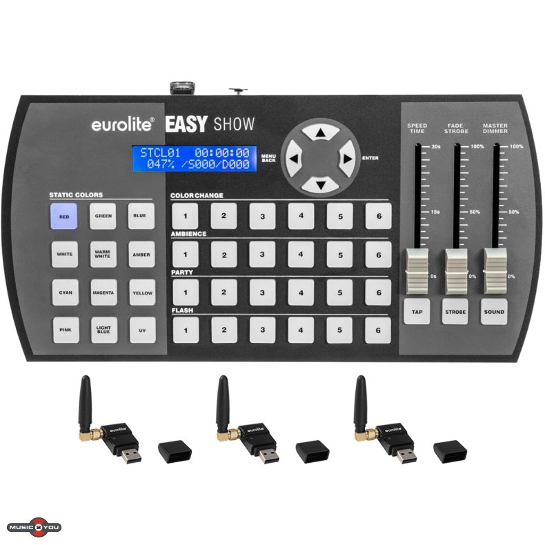 Eurolite EASY Show DMX styring med 3 stk QuickDMX tr�dl�s sender