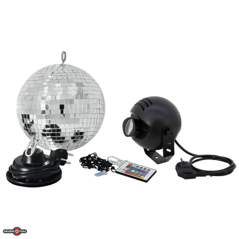 Eurolite Spejlkuglest 30cm inkl. Motor + LED RGB Spot
