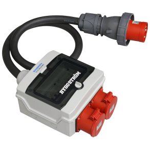 Fordelingsboks med afsikring 1x63A Han - 2x32A Hun - 400V 3-faset