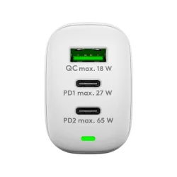 Goobay Oplader - 1xUSB-A, 2xUSB-C- 3A/65W - Hvid