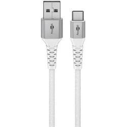 Goobay USB-C - USB-A 2.0 Supersoft Tekstilkabel, 3A -  Hvid