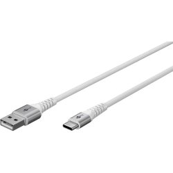 Goobay USB-C - USB-A 2.0 Supersoft Tekstilkabel, 3A -  Hvid