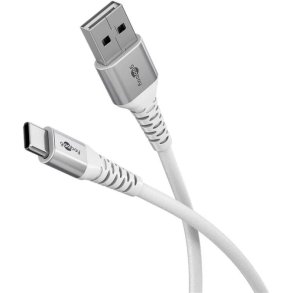 Goobay USB-C - USB-A 2.0 Supersoft Tekstilkabel, 3A -  Hvid