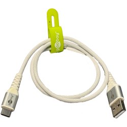 Goobay USB-C - USB-A 2.0 Supersoft Tekstilkabel, 3A -  Hvid