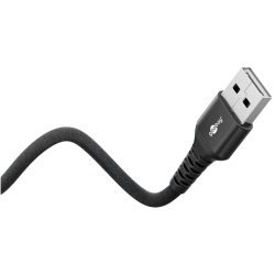 Goobay USB-C - USB-A 2.0 Supersoft Tekstilkabel, 3A -  Sort