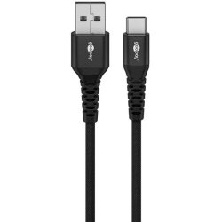 Goobay USB-C - USB-A 2.0 Supersoft Tekstilkabel, 3A -  Sort