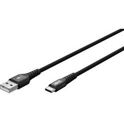 Goobay USB-C - USB-A 2.0 Supersoft Tekstilkabel, 3A -  Sort