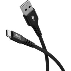 Goobay USB-C - USB-A 2.0 Supersoft Tekstilkabel, 3A -  Sort