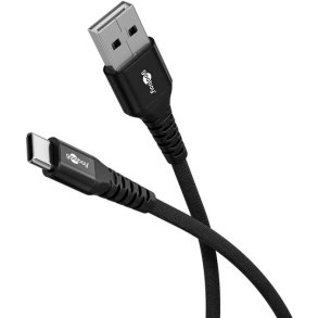 Goobay USB-C - USB-A 2.0 Supersoft Tekstilkabel, 3A -  Sort