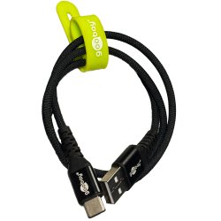 Goobay USB-C - USB-A 2.0 Supersoft Tekstilkabel, 3A -  Sort