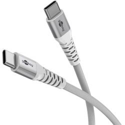 Goobay USB-C 2.0 Supersoft Tekstilkabel, 3A -  Hvid