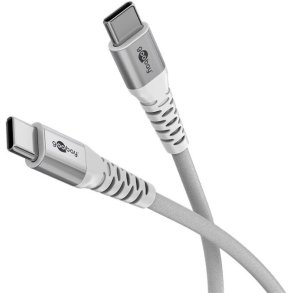 Goobay USB-C 2.0 Supersoft Tekstilkabel, 3A -  Hvid