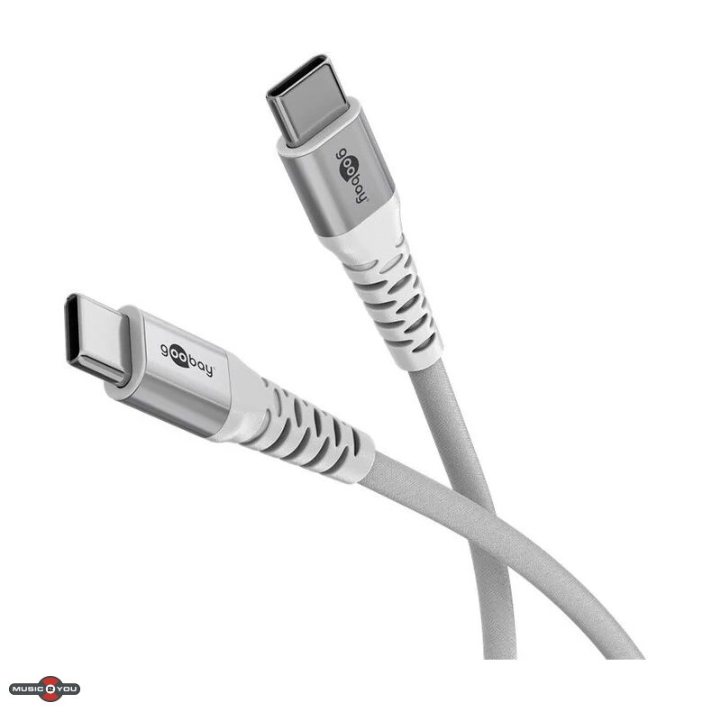 Goobay USB-C 2.0 Supersoft Tekstilkabel, 3A -  Hvid