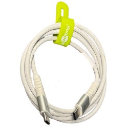 Goobay USB-C 2.0 Supersoft Tekstilkabel, 3A -  Hvid