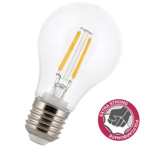 Bailey lights - A60 Filament LED pre - 240V 4W, E27 (2700K) - Klar slagfast plast