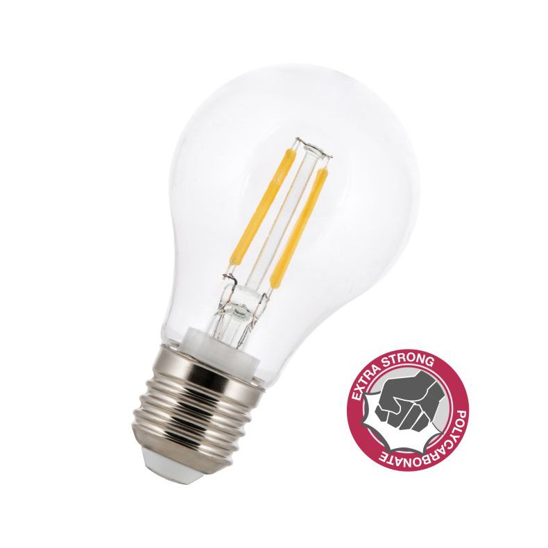 Bailey lights - A60 Filament LED pre - 240V 4W, E27 (2700K) - Klar slagfast plast