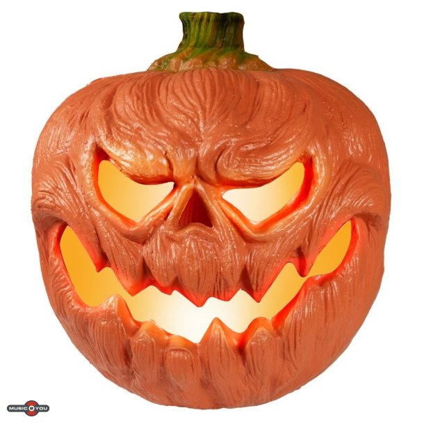Halloween Oplyst Grskar med Monster ansigt - 18 cm