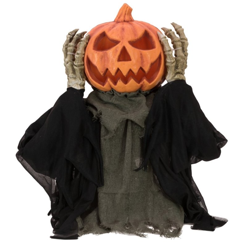 Halloween Grskar Figur med Pop-op hoved - 70 cm