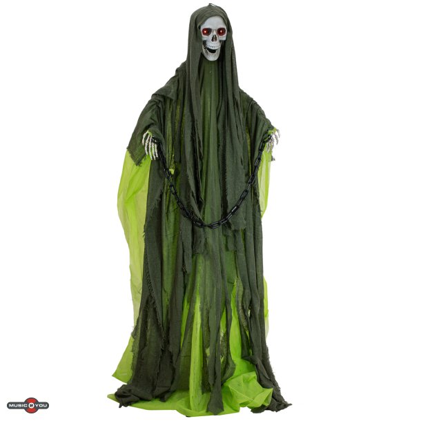 Halloween Full-size Grn Skelet Figur med effekter - 175 cm