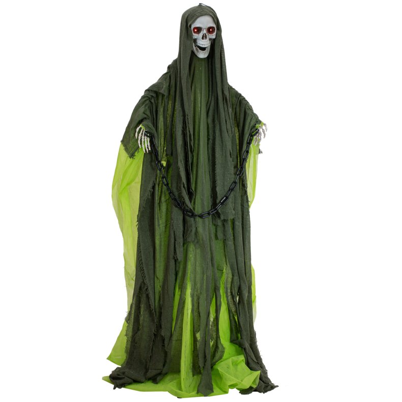 Halloween Full-size Grn Skelet Figur med effekter - 175 cm