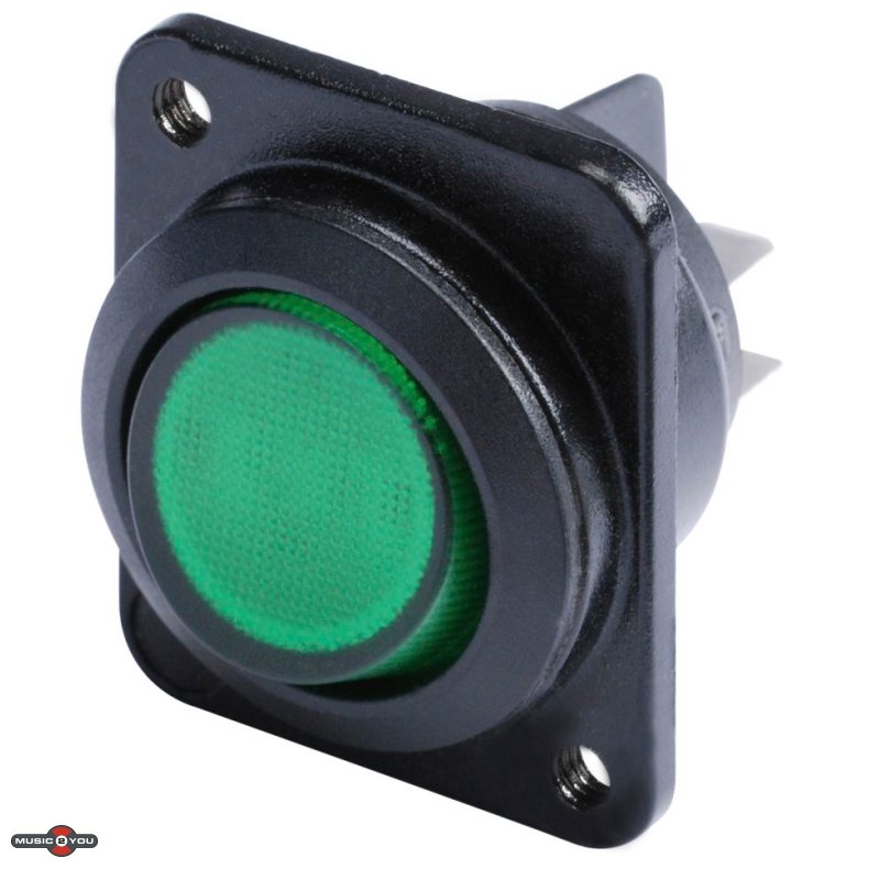Hicon 2-pole on/off switch med grøn lys - D-Size
