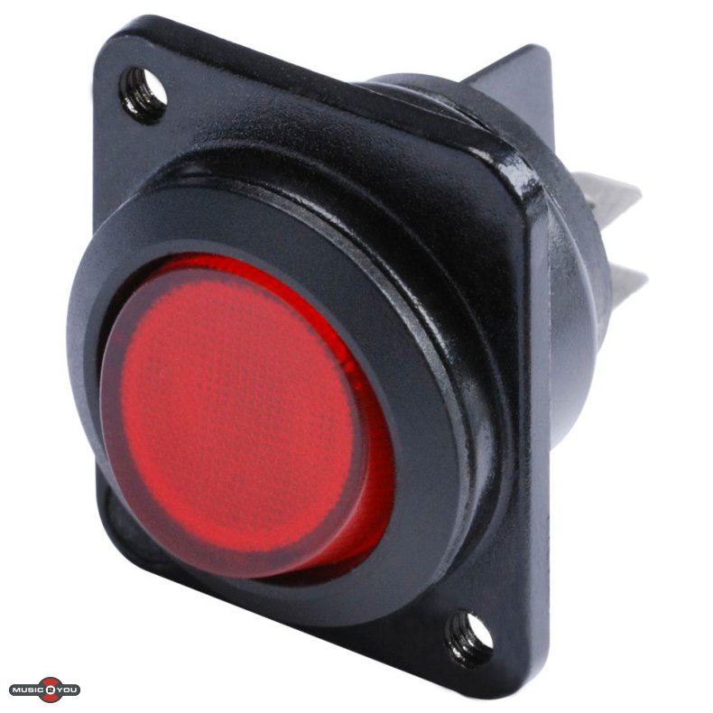 Hicon 2-pole on/off switch med rd lys - D-Size