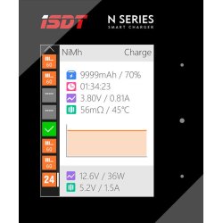 ISDT N24 Intelligent lader til 24 stk. AA / AAA Batterier - Med Rackbeslag