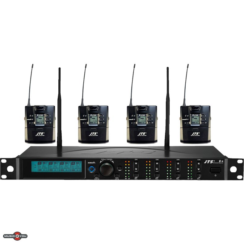JTS R-4 Trdls Modtager 4 Kanals Inkl. Lommesendere - 520-556 MHz
