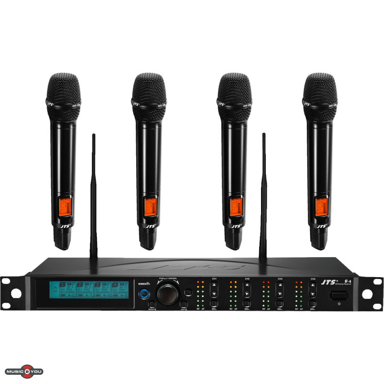 JTS R-4 Trdls Modtager 4 Kanals Inkl. Mikrofoner - 520-556 MHz