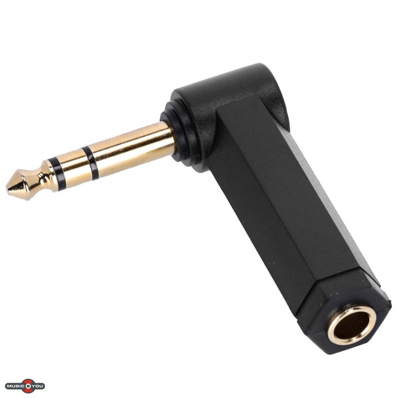 AH Jack 6,3mm Han - Jack 6,3mm Hun Stereo vinkel-adapter