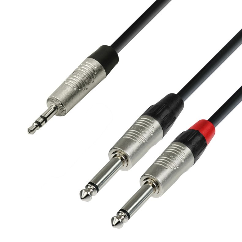 AH 4 STAR YWPP - Minijack 3,5mm Stereo Han til 2xJack 6,3mm Han