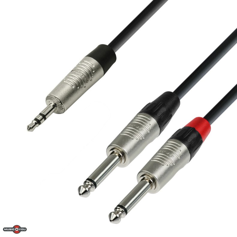 AH 4 STAR YWPP - Minijack 3,5mm Stereo Han til 2xJack 6,3mm Han