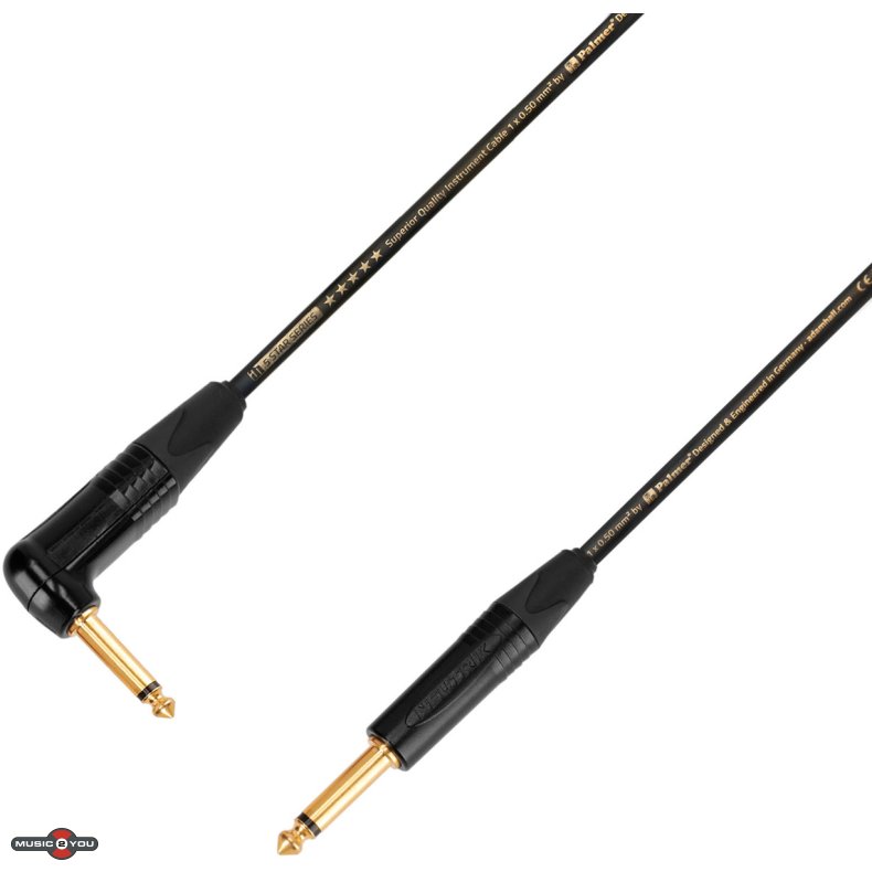 AH Instrument Kabel med Neutrik Jack 6,3mm Mono Han - Han Jack Vinkel