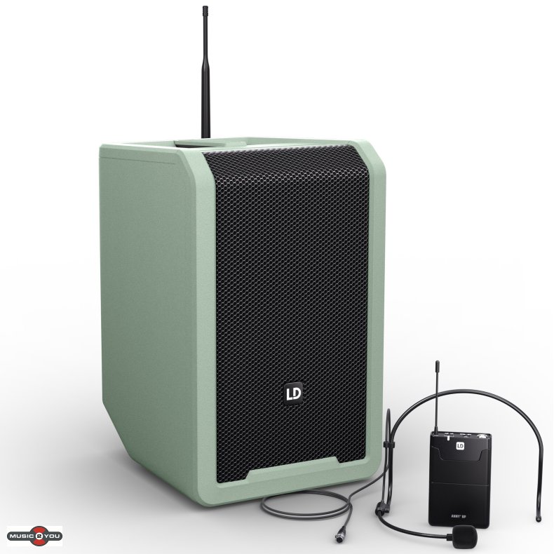 LD Systems ANNY 8 BPH - Batteri hjttaler med trdls headset - Grn