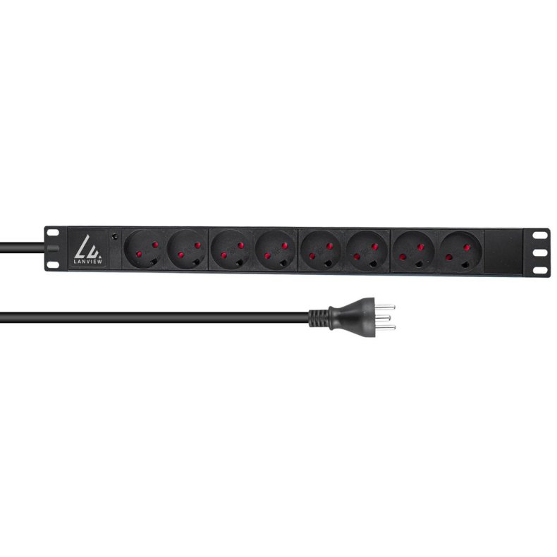 Lanview 19"/1unit Rack strmskinne 8xDK udtag