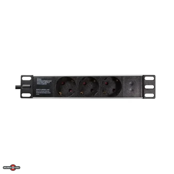 LogiLink PDU3B01 Rack strmskinne 3x Schuko udtag - 10"/1unit