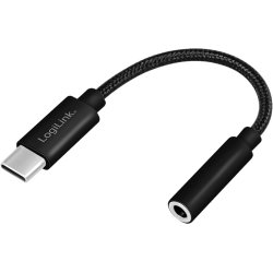 LogiLink USB C til Minijack Adapter kabel 13cm - Sort