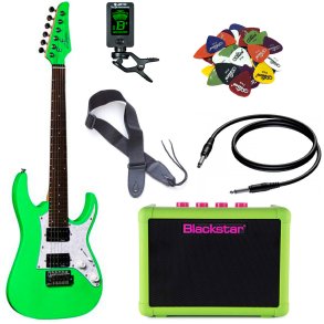 Magna MG-M3 3/4 B�rne Elguitar Pakke - Neon Gr�n