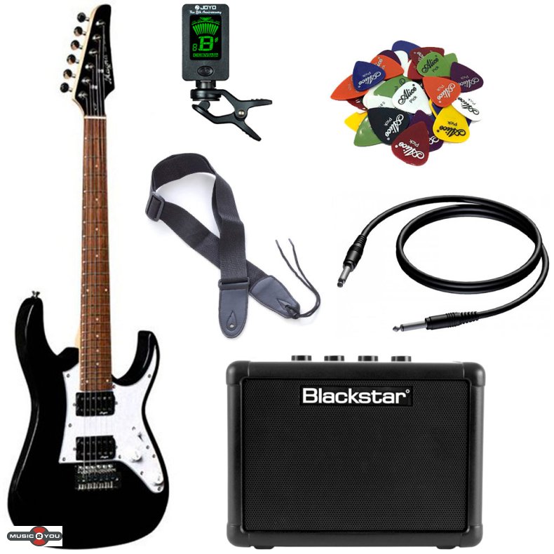 Magna 3/4 B�rne Elguitar Pakke - Sort