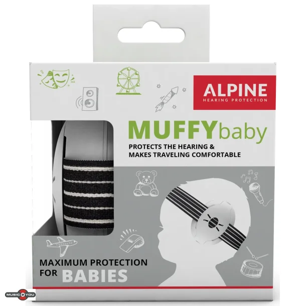 Stå op i stedet termometer menneskemængde Høreværn til baby - Alpine Muffy Baby - Zebra - Music2you