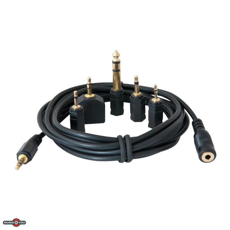 Hovedtelefon Minijack 3,5mm forlnger kabel og adaptor kit - 3m