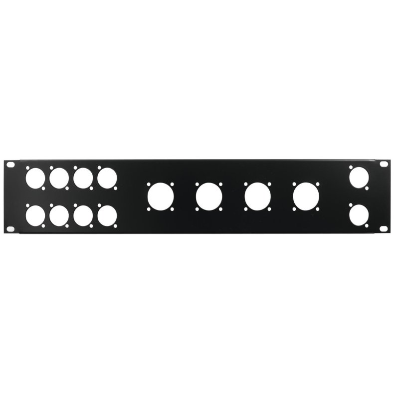 Omn Stikpanel med 10xD-Size + 4xNL8 huller - 19"/2Unit