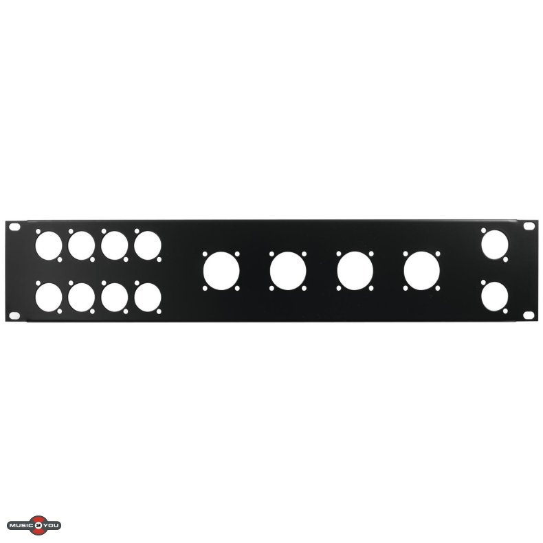 Omn Stikpanel med 10xD-Size + 4xNL8 huller - 19"/2Unit