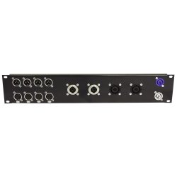 Omn Stikpanel med 10xD-Size + 4xNL8 huller - 19"/2Unit
