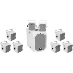 Omnitronic BOB-10A Aktiv Subwoofer + 8 stk. BOB-4 Top Bundle3 - Hvid