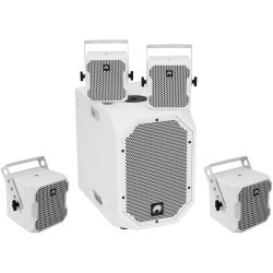 Omnitronic BOB-10A Aktiv Subwoofer + 4 stk. BOB-4 Top Bundle2 - Hvid