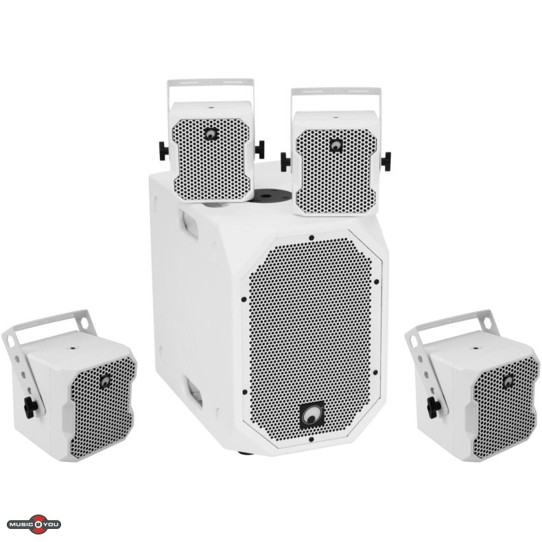 Omnitronic BOB-10A Aktiv Subwoofer + 4 stk. BOB-4 Top Bundle2 - Hvid
