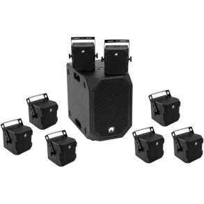 Omnitronic BOB-10A Aktiv Subwoffer + 8 stk. BOB-4 Top Bundle3 - Sort