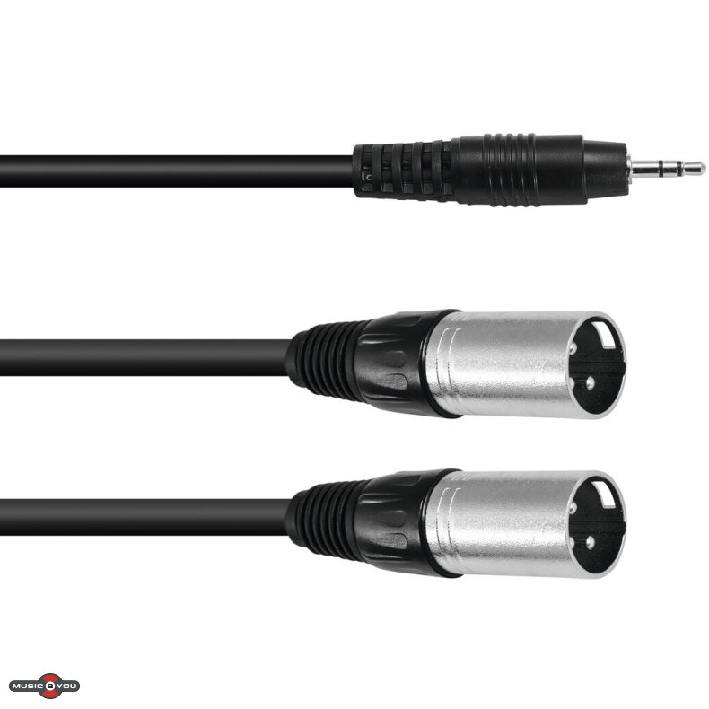 Omnitronic Minijack 3,5mm Stereo Han til 2x 3pol XLR Han